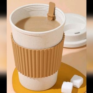 Portable Coffee Cup w/ Lid, Sleeve & Stir Stick (black)